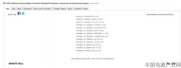 美国加州通过法案，要求2045年实现100%清洁电